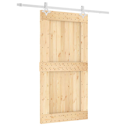 vidaXL Sliding Door Natural and White 100 x 210 cm Solid Pine Wood 2