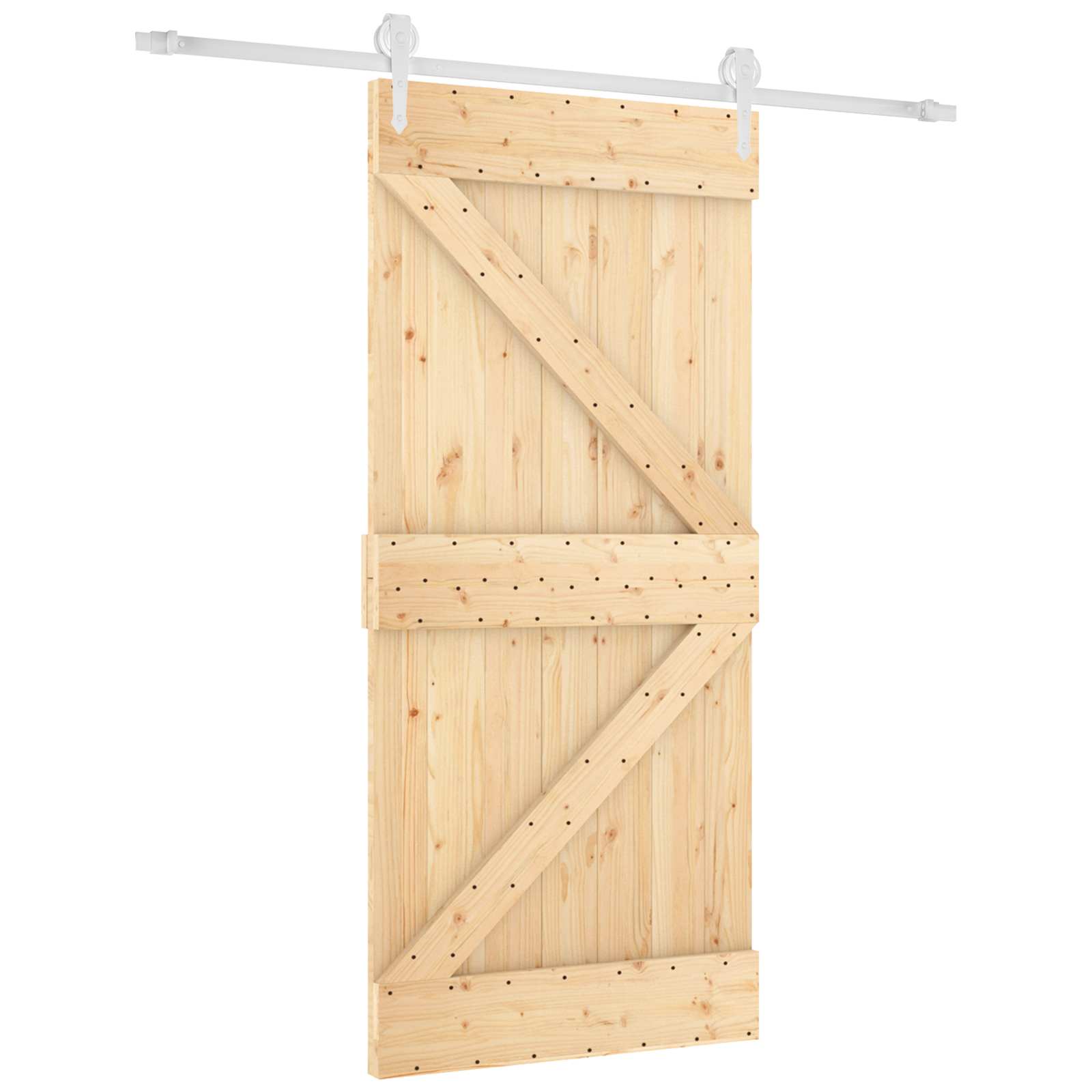 vidaXL Sliding Door 95 x 210 cm Solid Pine Wood (Untreated) 2