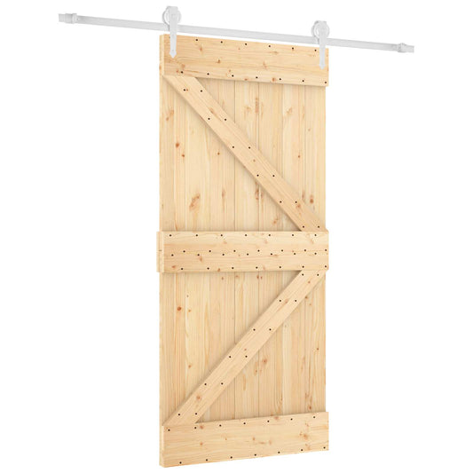 vidaXL Sliding Door 95 x 210 cm Solid Pine Wood (Untreated) 2