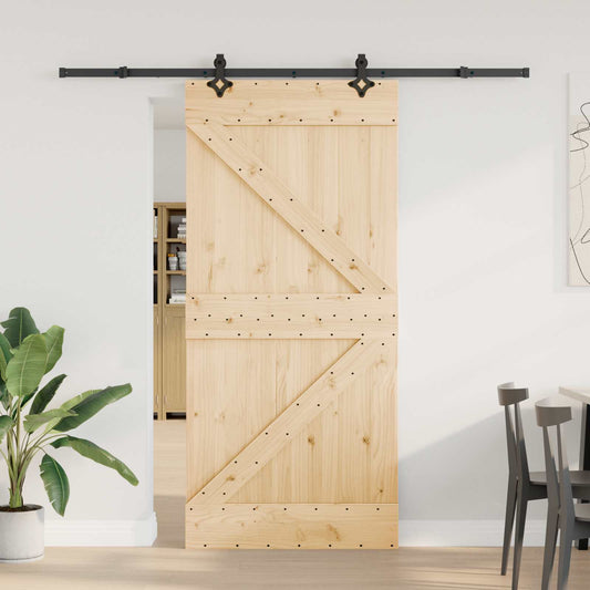 vidaXL Sliding Door NARVIK Natural and Black 95 x 210 cm (213.5 cm) 1