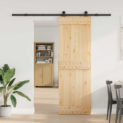 Sliding Door NARVIK Natural and Black 213.5 cm Plain Design 70 cm