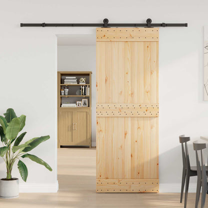 Sliding Door NARVIK Natural and Black 213.5 cm Plain Design 80 cm