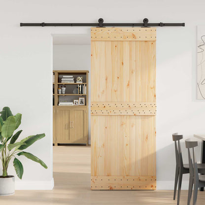 Sliding Door NARVIK Natural and Black 213.5 cm Plain Design 85 cm