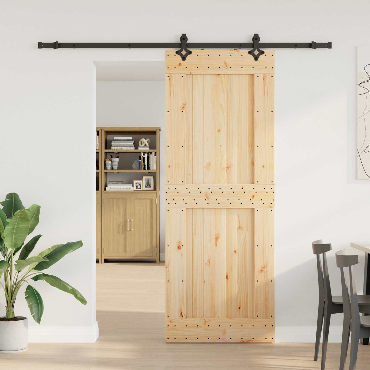 Sliding Door NARVIK Natural and Black 213.5 cm Square 85 cm