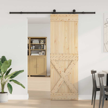 Sliding Door NARVIK Natural and Black 213.5 cm Cross Design 70 cm