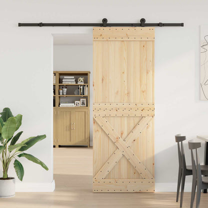 Sliding Door NARVIK Natural and Black 213.5 cm Cross Design 85 cm