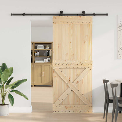 Sliding Door NARVIK Natural and Black 213.5 cm Cross Design 95 cm