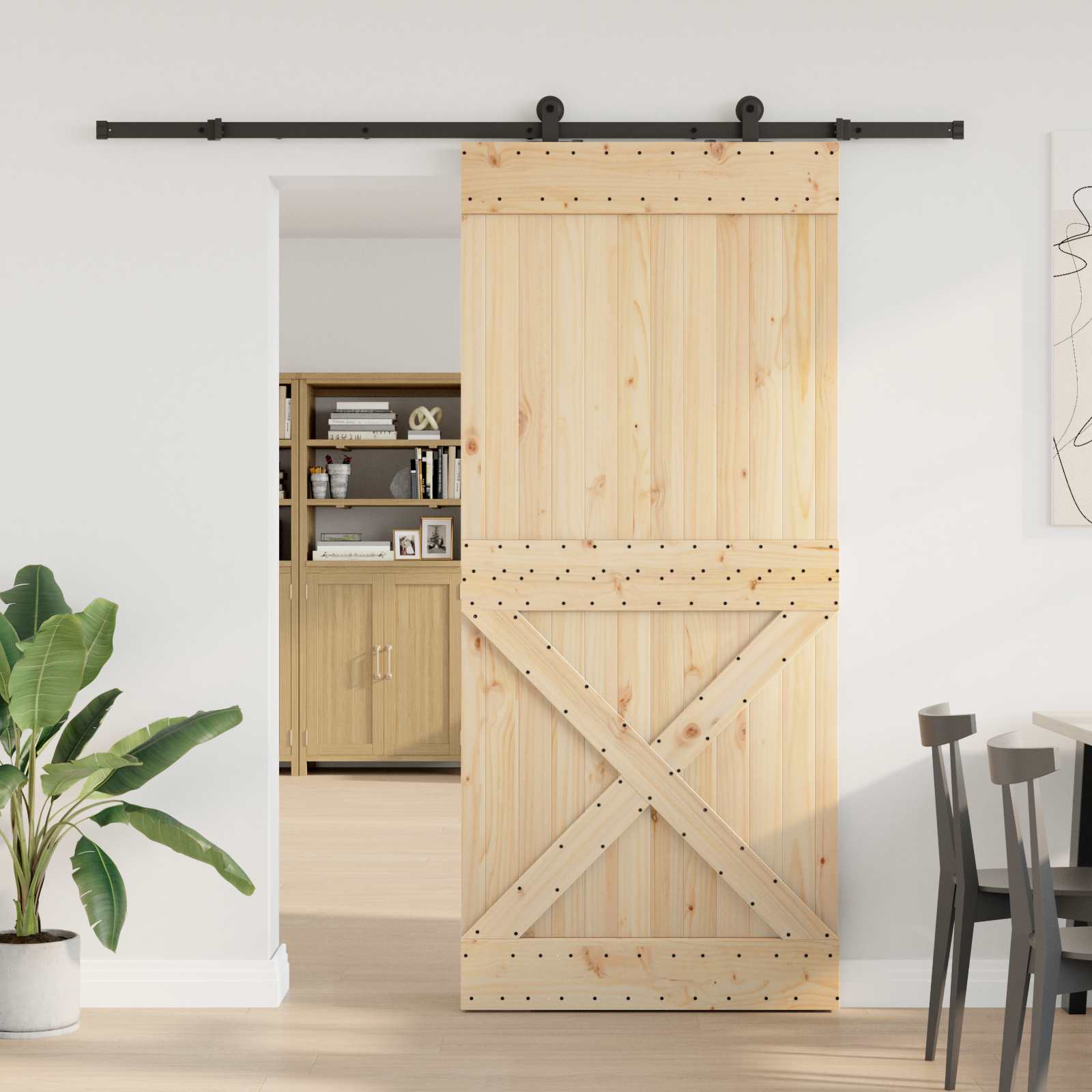 vidaXL Sliding Door NARVIK Natural and Black 1