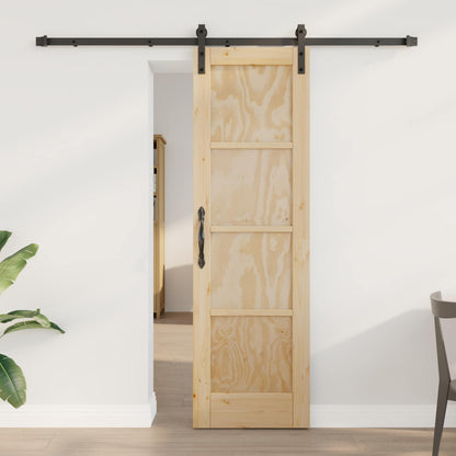 Sliding Door Solid Pine Wood 200 cm Natural and black 61 cm 198.5 cm