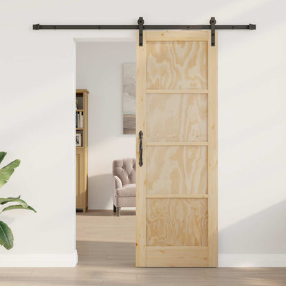Sliding Door Solid Pine Wood 200 cm Natural and black 73.5 cm 211 cm