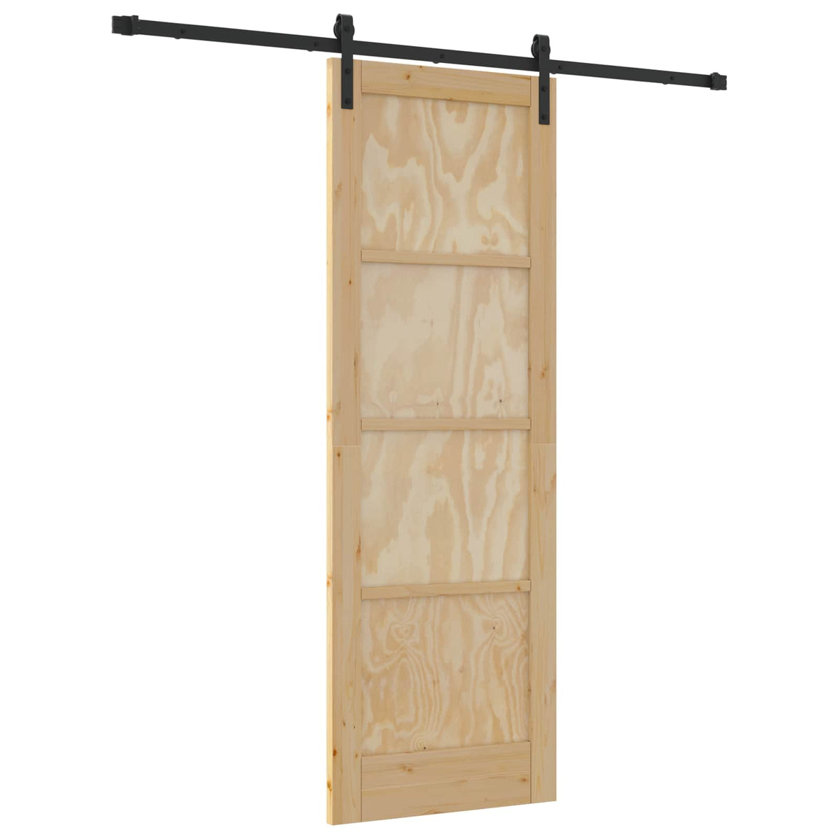 Sliding Door Solid Pine Wood 200 cm Natural and black 73.5 cm 211 cm