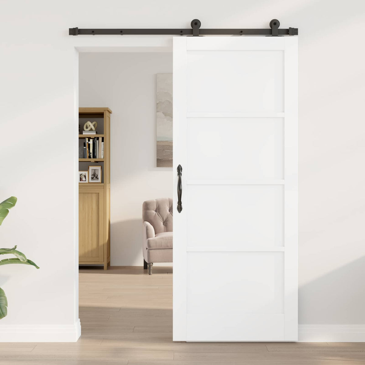vidaXL Sliding Door ORKDAL 83 x 202 cm Solid Pine Wood White 3
