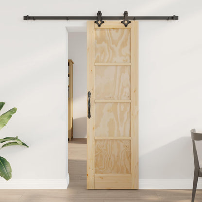 Sliding Door Solid Pine Wood 183 cm Natural and black 61 cm 198.5 cm