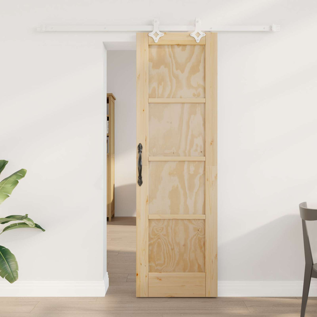Sliding Door Solid Pine Wood 183 cm Natural and white 61 cm 198.5 cm