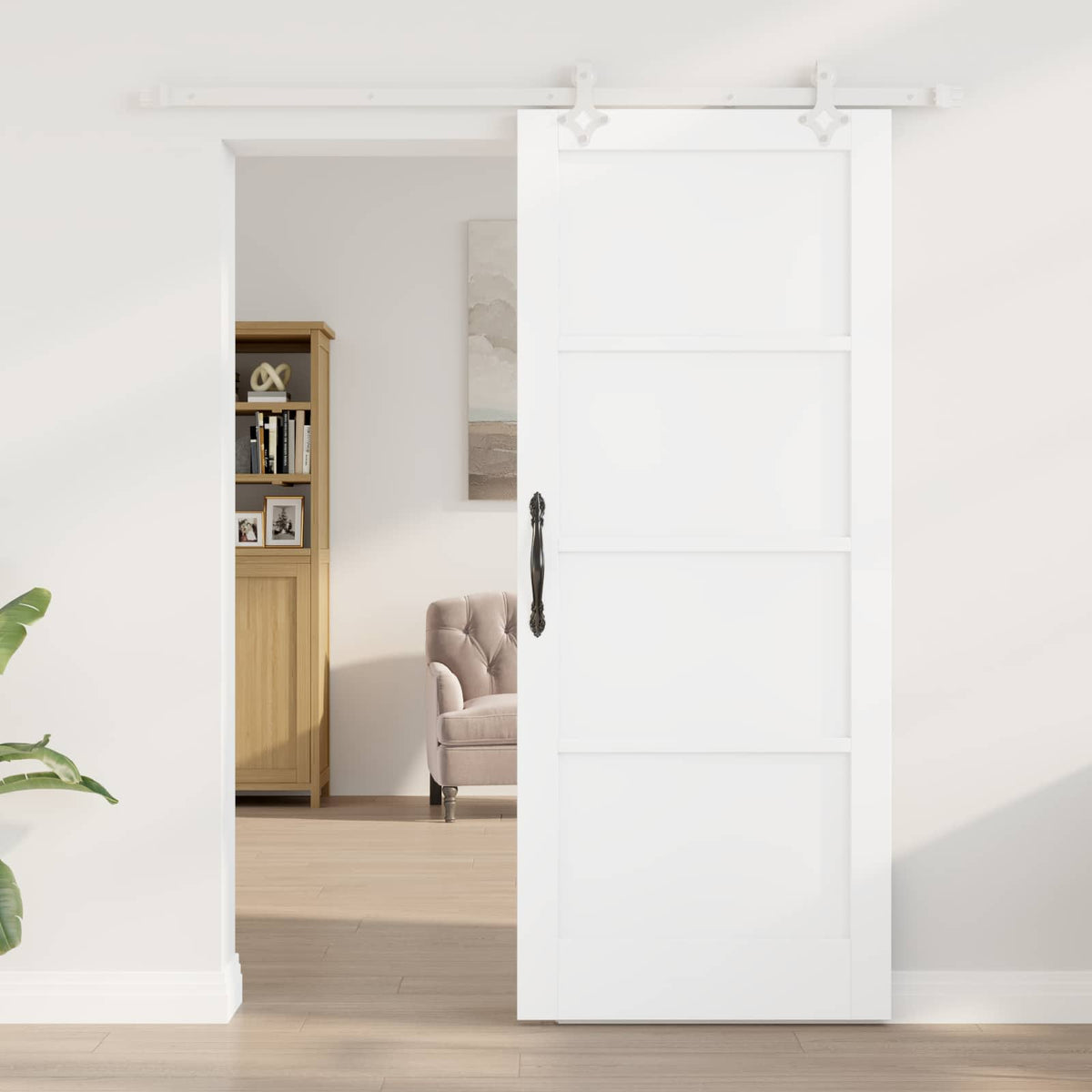 vidaXL Sliding Door White 83 x 202 cm Solid Pine Wood 3
