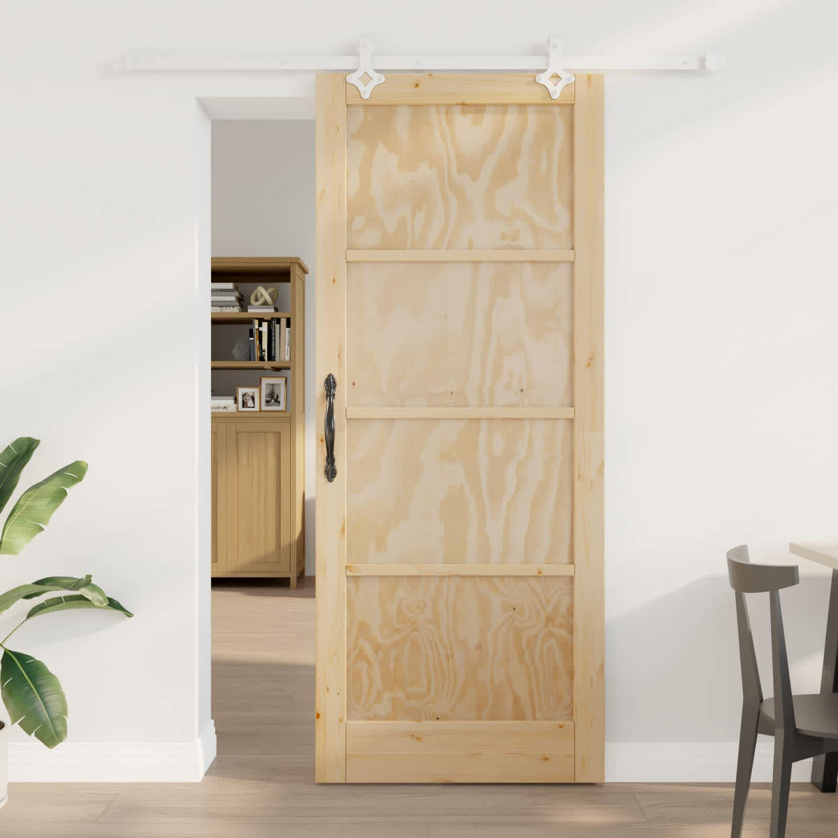 Sliding Door Solid Pine Wood 183 cm Natural and white 86 cm 211 cm