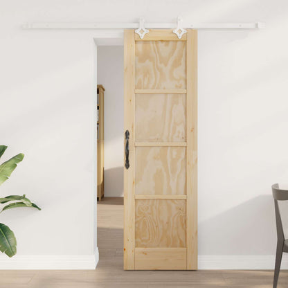 Sliding Door Solid Pine Wood 200 cm Natural and white 61 cm 198.5 cm
