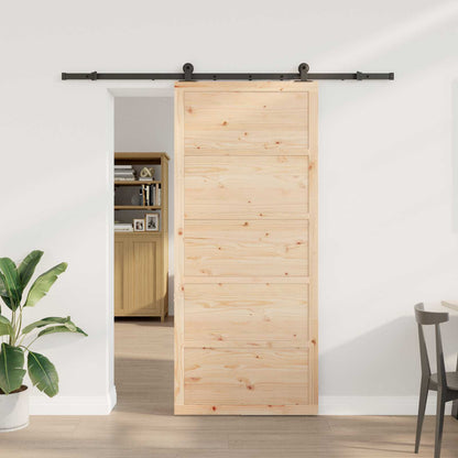 vidaXL Sliding Door 100 x 208 cm Solid Pine Wood Natural 1