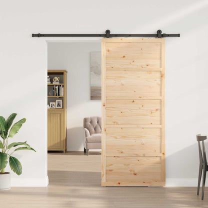 vidaXL Sliding Door 100 x 208 cm Solid Pine Wood Natural 3