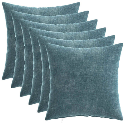 vidaXL Throw Pillow 6 pcs HEERLEN Blue 40 x 40 cm Chenille Fabric 2