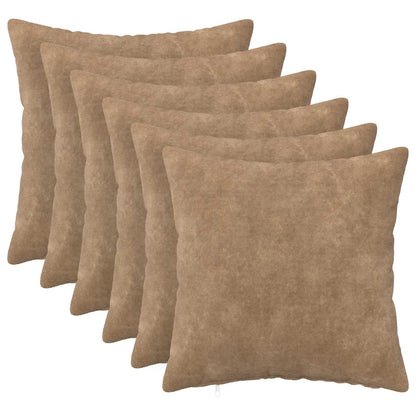 Throw Pillow HEERLEN Microfiber Fleece 6 pcs Taupe 40 x 40 cm