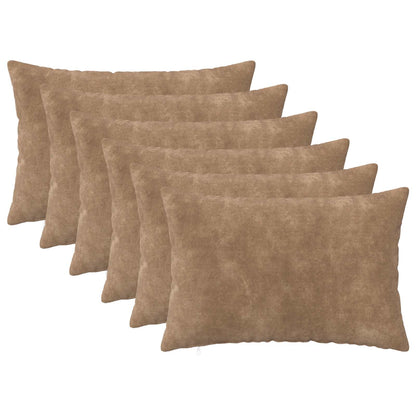 Throw Pillow HEERLEN Microfiber Fleece 6 pcs Taupe 40 x 60 cm