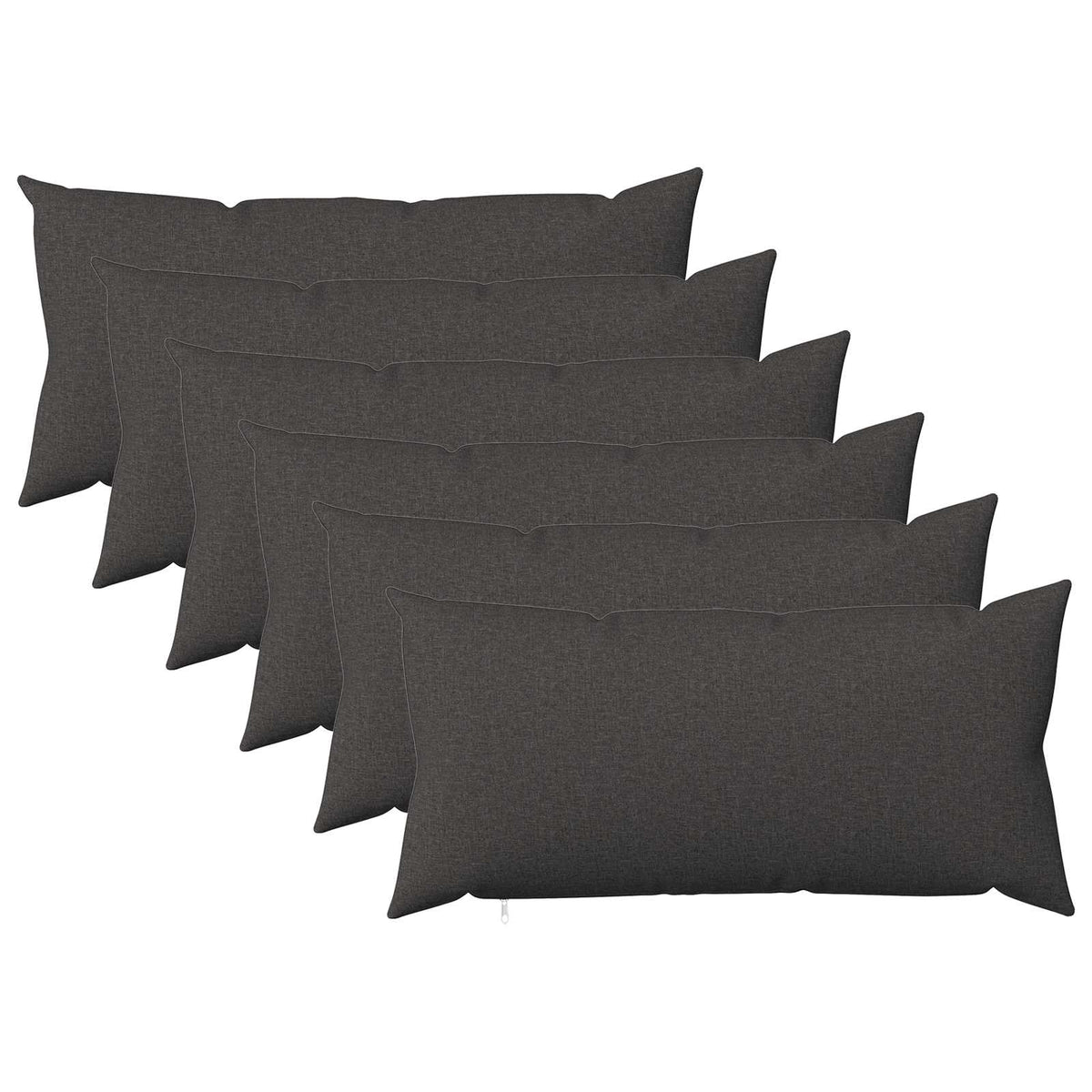 Throw Pillow HEERLEN Fabric 6 pcs 40 x 70 cm Dark grey