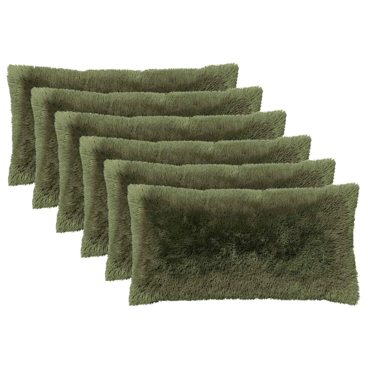 Throw Pillow HEERLEN PV Fleece 6 pcs Green 40 x 70 cm