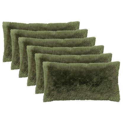 Throw Pillow HEERLEN PV Fleece 6 pcs Green 40 x 70 cm