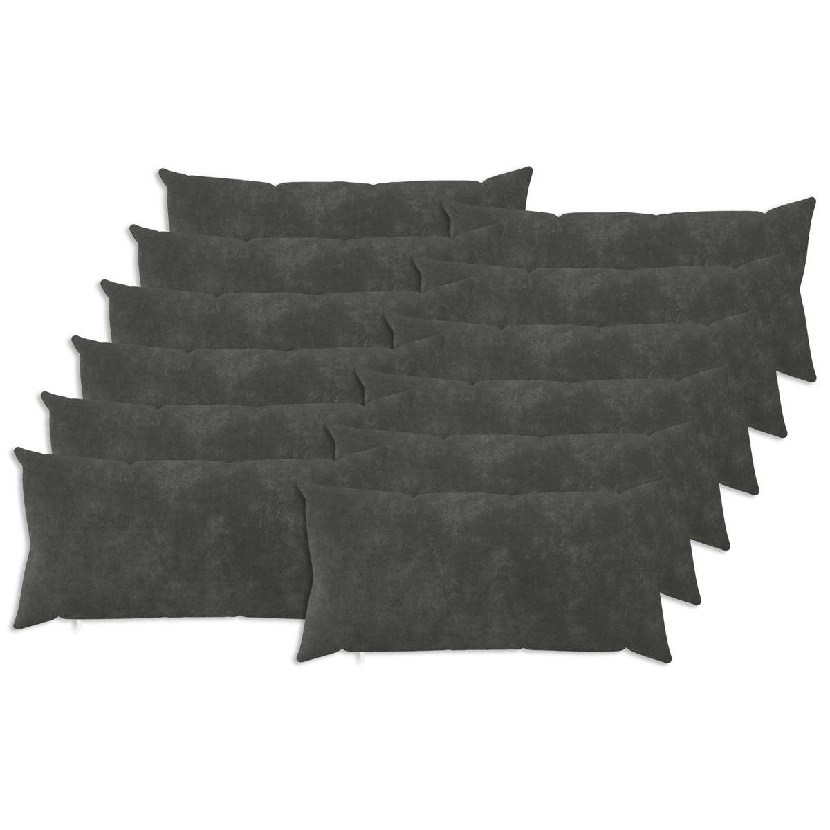Cushion with Pillow HEERLEN Microfiber Fleece 12 pcs 40 x 80 cm Anthracite