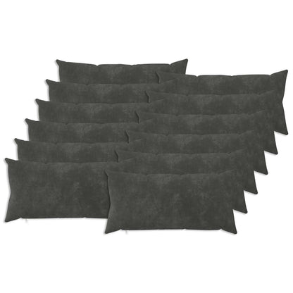 Cushion with Pillow HEERLEN Microfiber Fleece 12 pcs 40 x 80 cm Anthracite