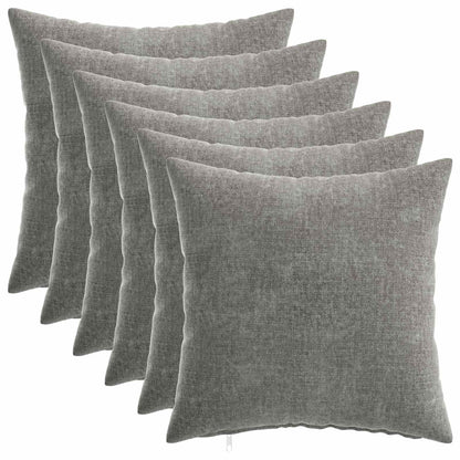 vidaXL Throw Pillow 6 pcs HEERLEN Dark Grey 45 x 45 cm Chenille Fabric 2