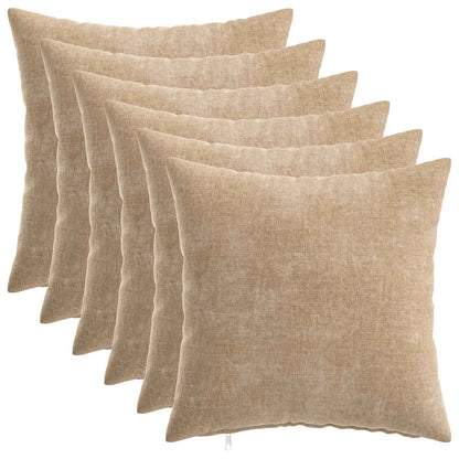 vidaXL Throw Pillow 6 pcs HEERLEN Taupe 50 x 50 cm Chenille Fabric 2