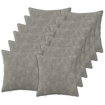 Cushion with Pillow HEERLEN Microfiber Fleece 12 pcs 50 x 50 cm Light grey
