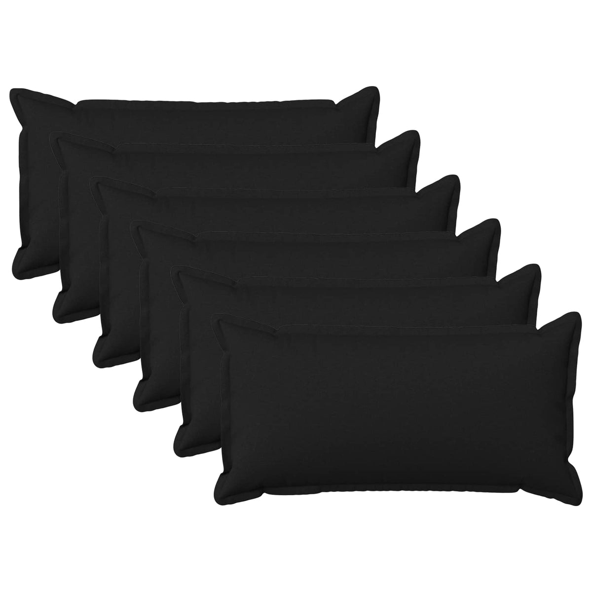 Throw Pillow HOUTEN 40 x 80 cm Faux Linen 6 pcs Black