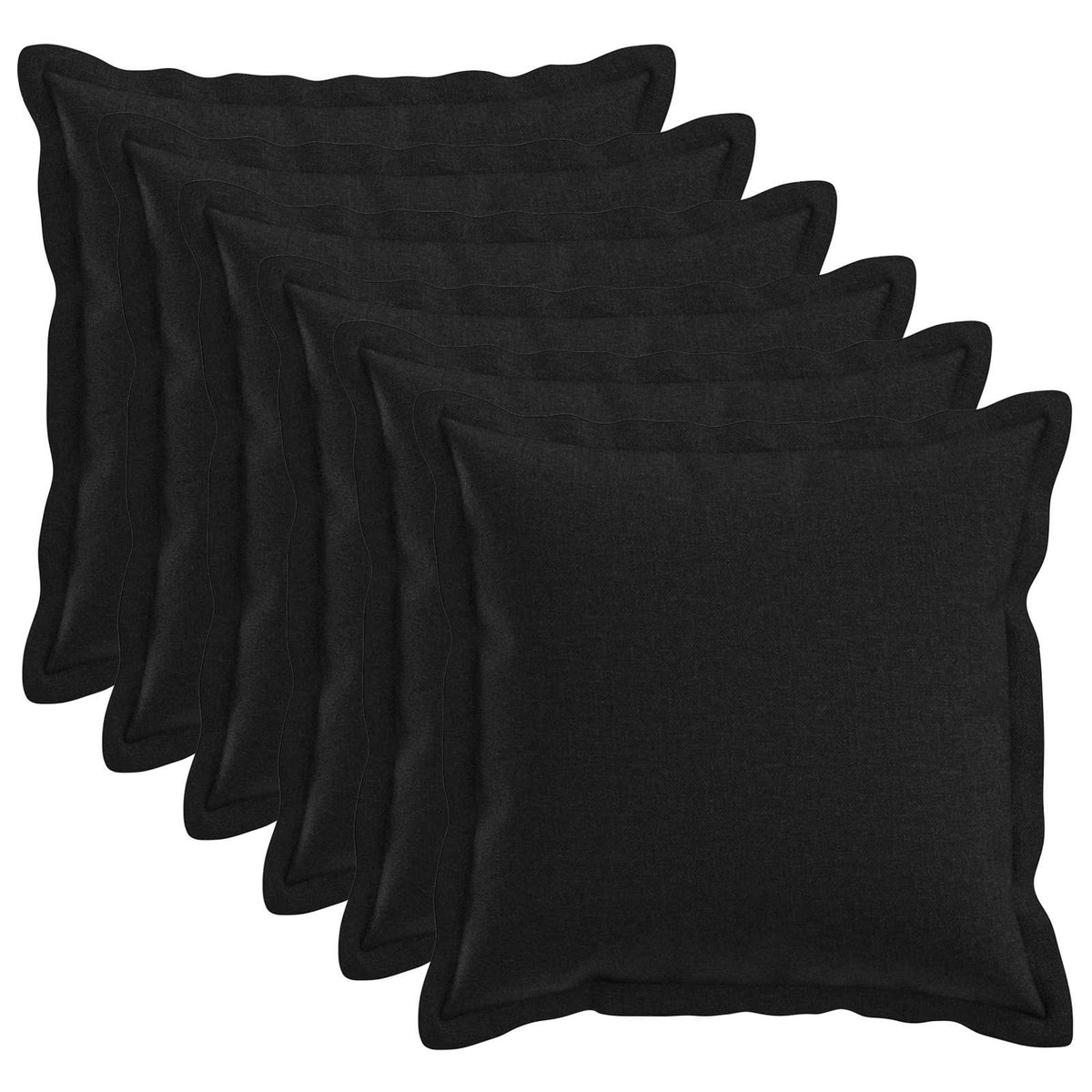 Throw Pillow HOUTEN 45 x 45 cm Faux Linen 6 pcs Black