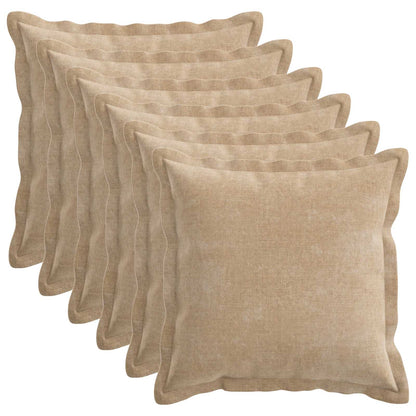 vidaXL Throw Pillow 6 pcs HOUTEN Taupe 45 x 45 cm Chenille Fabric 2