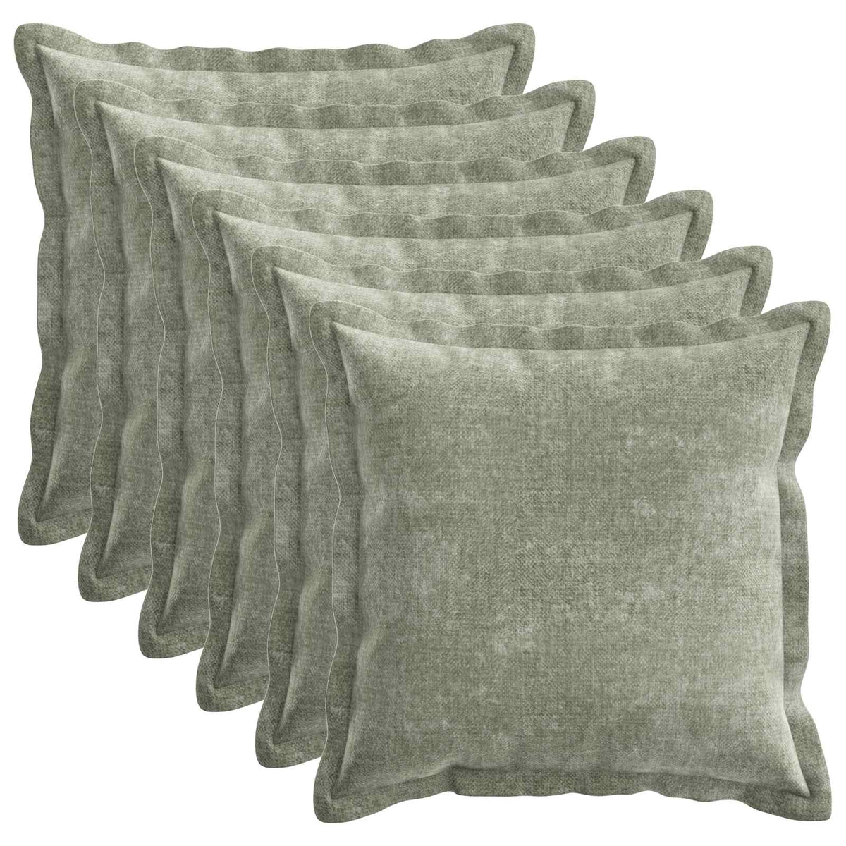 vidaXL Throw Pillow 6 pcs HOUTEN Green 50 x 50 cm Chenille Fabric 2