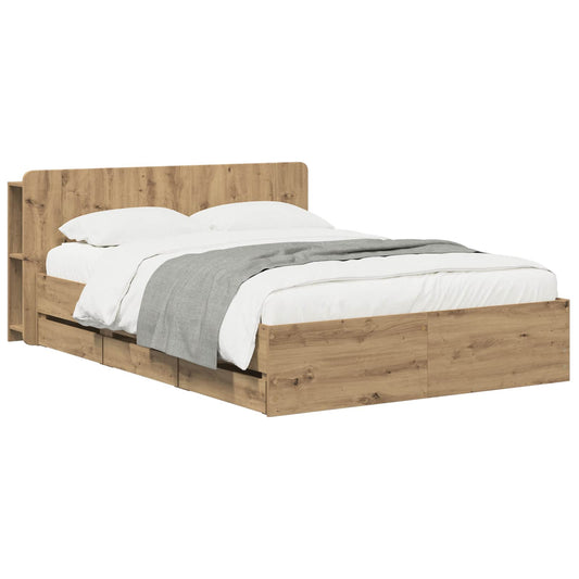vidaXL Bed Frame with Storage and Headboard Artisan Oak 120 x 200 cm 1