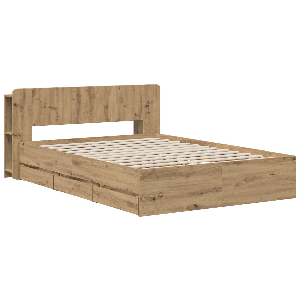 Bed Frame with Storage and Headboard Length 200 cm without centre shelf Artisan oak 120 cm