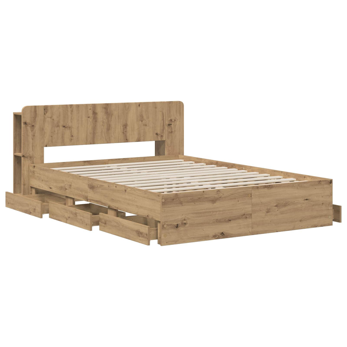 Bed Frame with Storage and Headboard Length 200 cm without centre shelf Artisan oak 120 cm