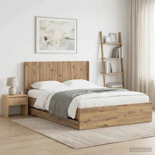 vidaXL Bed Frame with Storage and Headboard Artisan Oak 120 x 200 cm 1