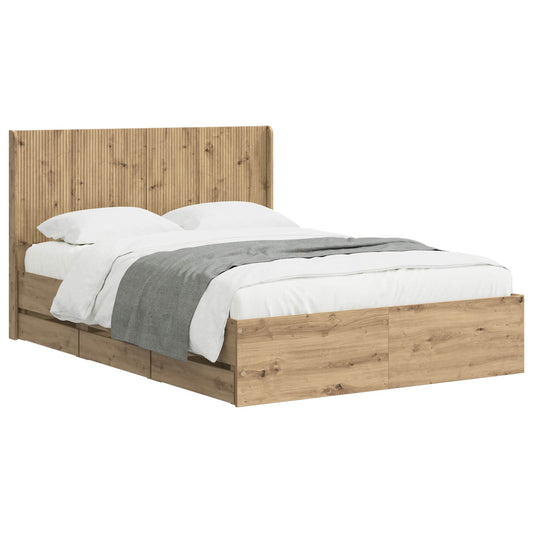 vidaXL Bed Frame with Storage and Headboard Artisan Oak 120 x 200 cm 2