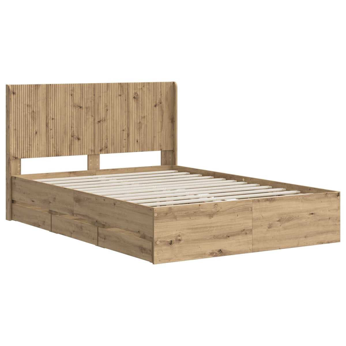 Bed Frame with Storage and Headboard Length 200 cm Artisan oak 120 cm