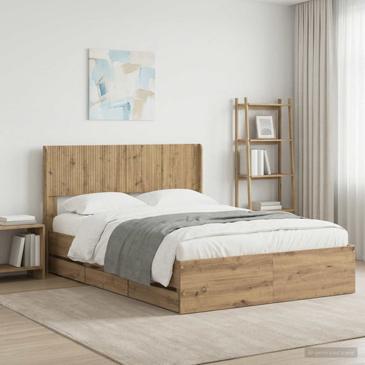 vidaXL Bed Frame with Storage and Headboard Artisan Oak 120 x 200 cm 1