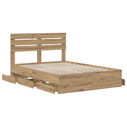 vidaXL Bed Frame with Storage and Headboard Artisan Oak 120 x 200 cm 4