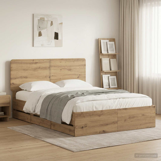 vidaXL Bed Frame with Storage and Headboard Artisan Oak 120 x 200 cm 1