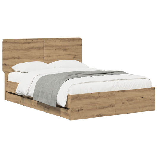vidaXL Bed Frame with Storage and Headboard Artisan Oak 120 x 200 cm 2