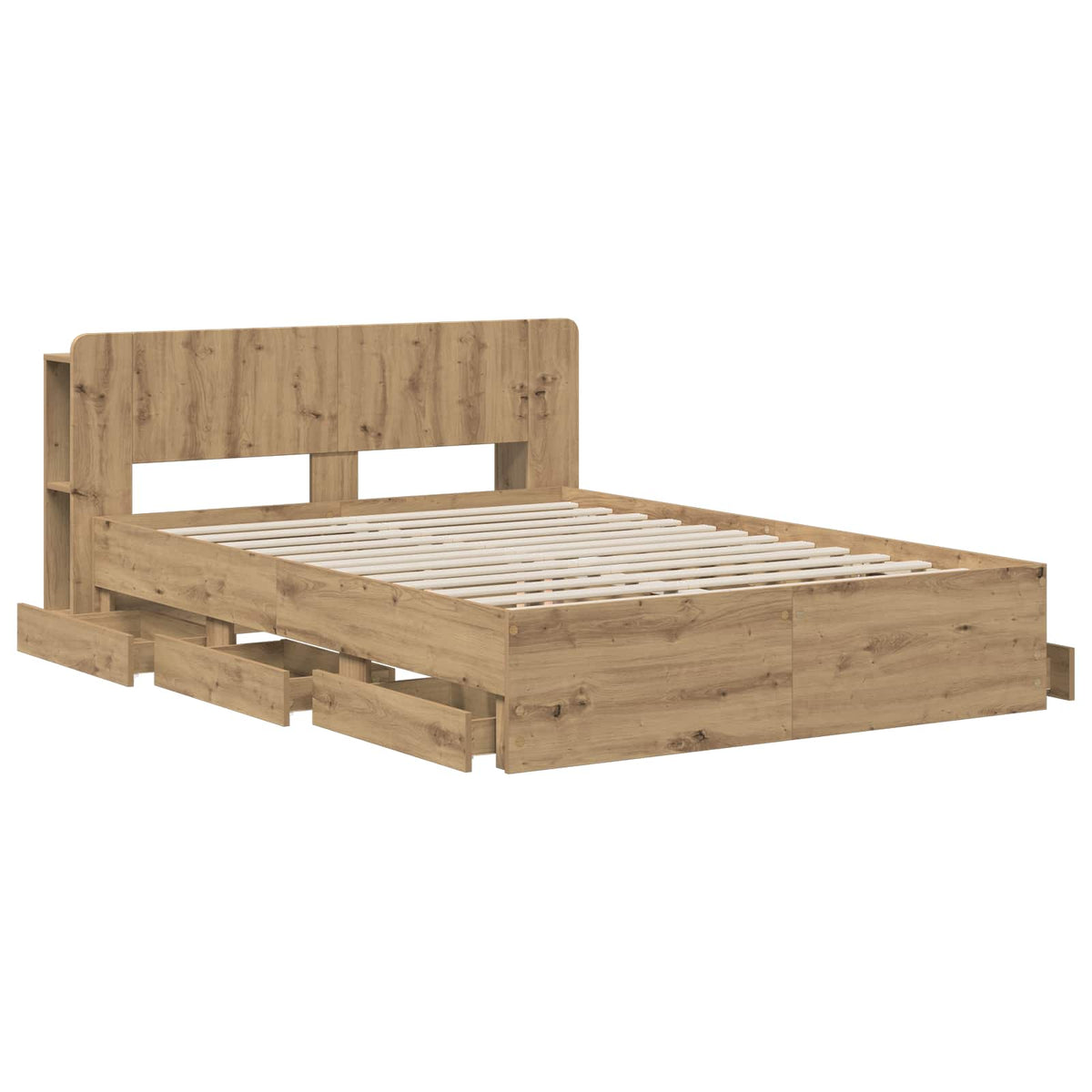 vidaXL Bed Frame with Storage and Headboard Artisan Oak 160 x 200 cm 3