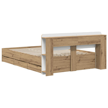 vidaXL Bed Frame with Storage and Headboard Artisan Oak 160 x 200 cm 5
